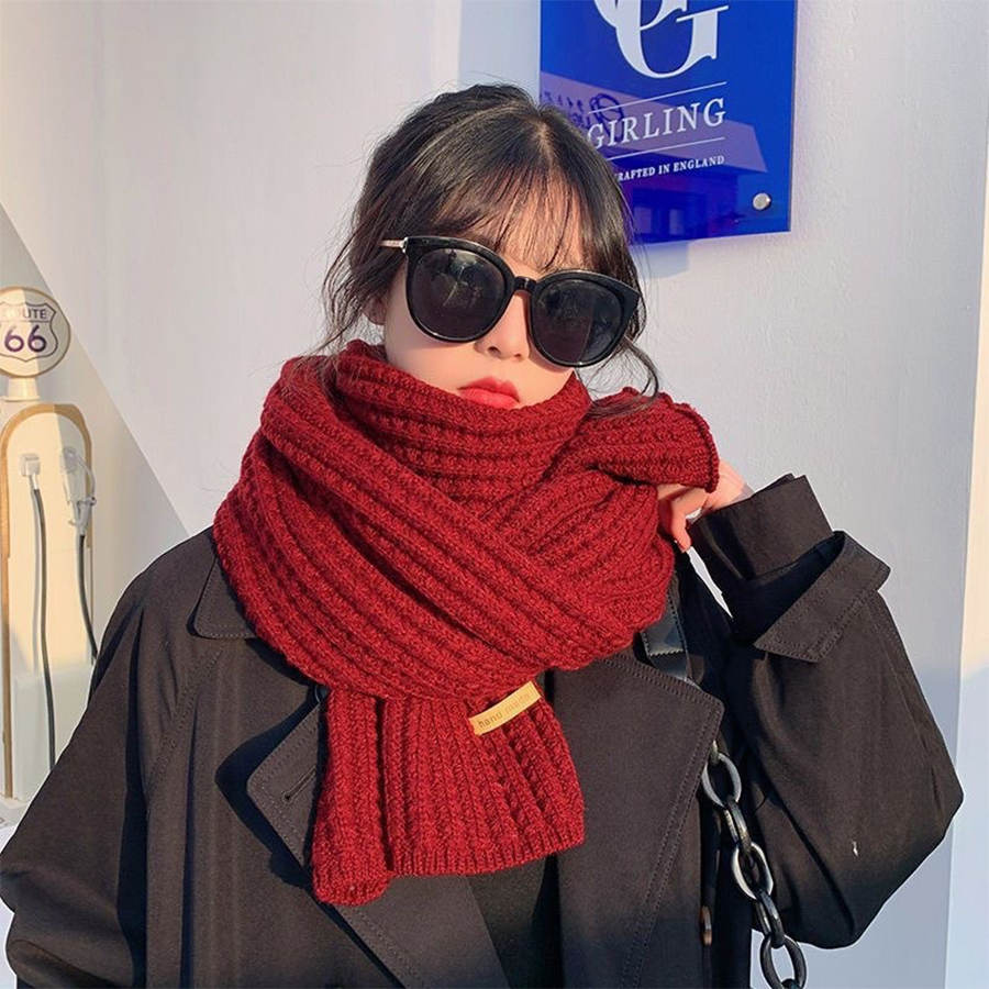 Wool Scarf Men - Selendang Rajut Tebal Kasmir Hangat, Syal