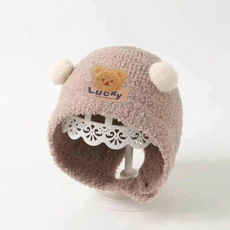 Knit Beanie Hat Warm - Topi Pelindung Telinga Bayi Beruang Lucu