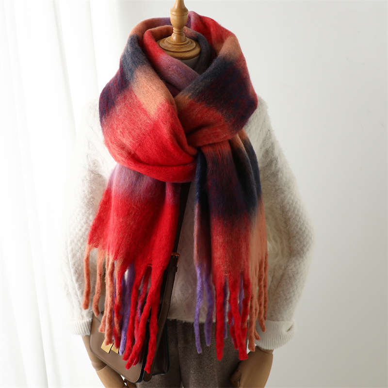 Wool Scarf Men - Syal Kotak-kotak Musim Gugur Musim Dingin
