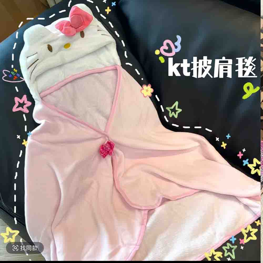 Shawl Wrap Winter - Selimut Hoodie Hello Kitty Lucu, Selimut
