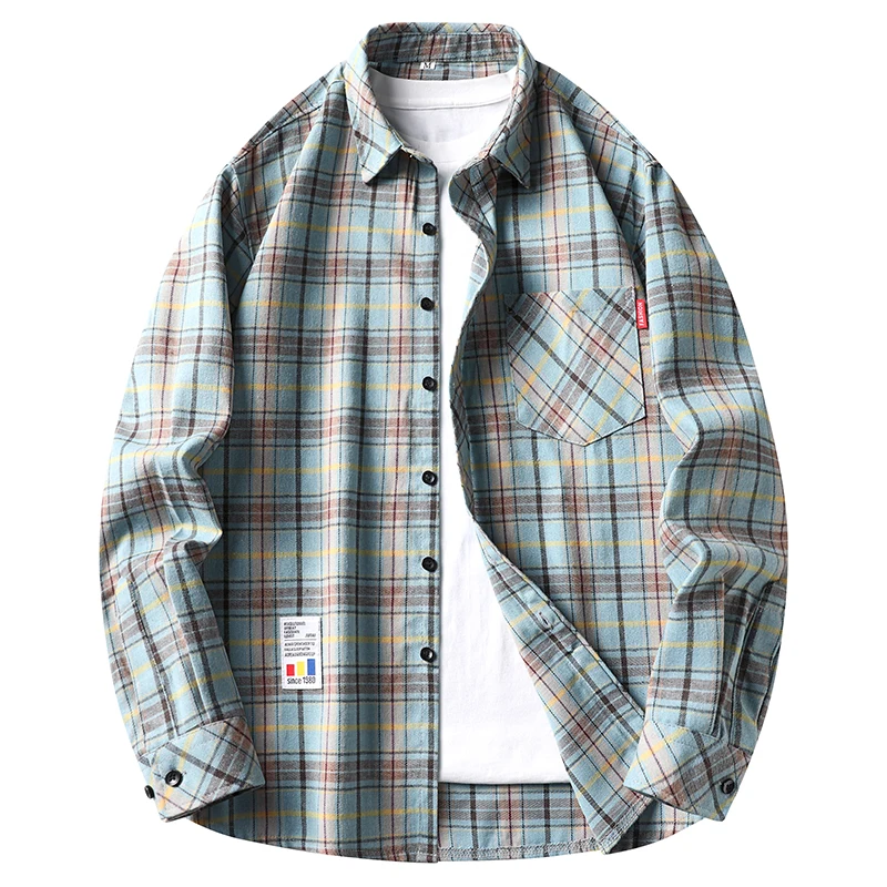 Kemeja Pria Kasual Motif Kotak - Flannel Shirt Lined ulasan dan harga