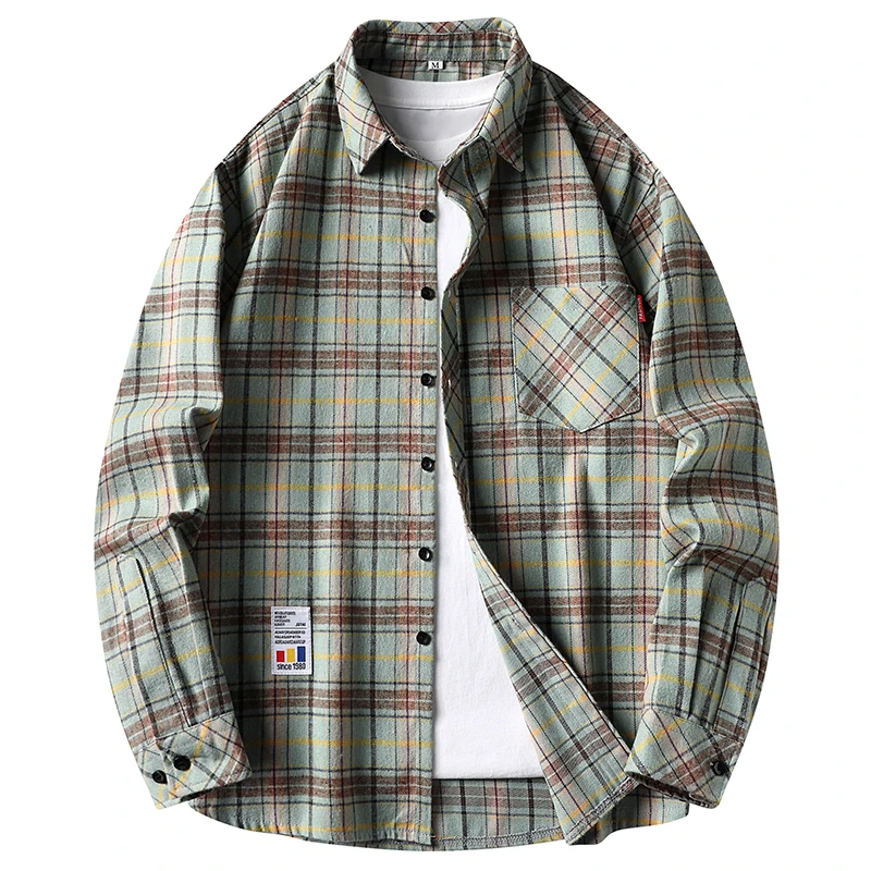 Kemeja Pria Kasual Motif Kotak - Flannel Shirt Lined ulasan dan harga
