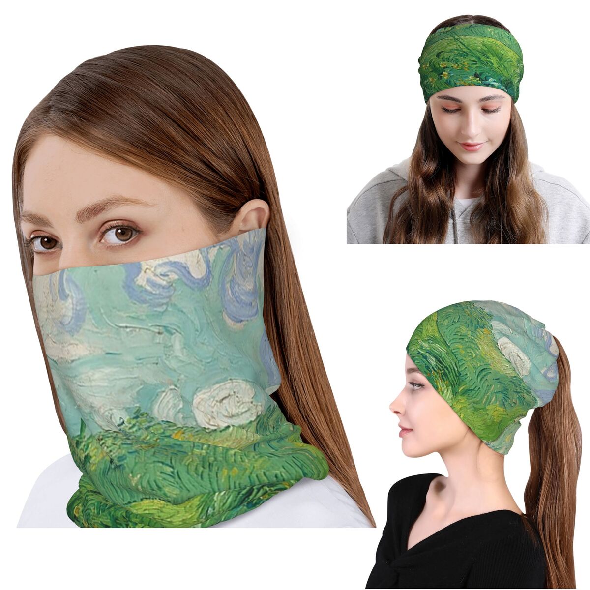 Green Wheat Fields, Auvers, Vi - Knit Beanie Hat Warm ulasan dan harga