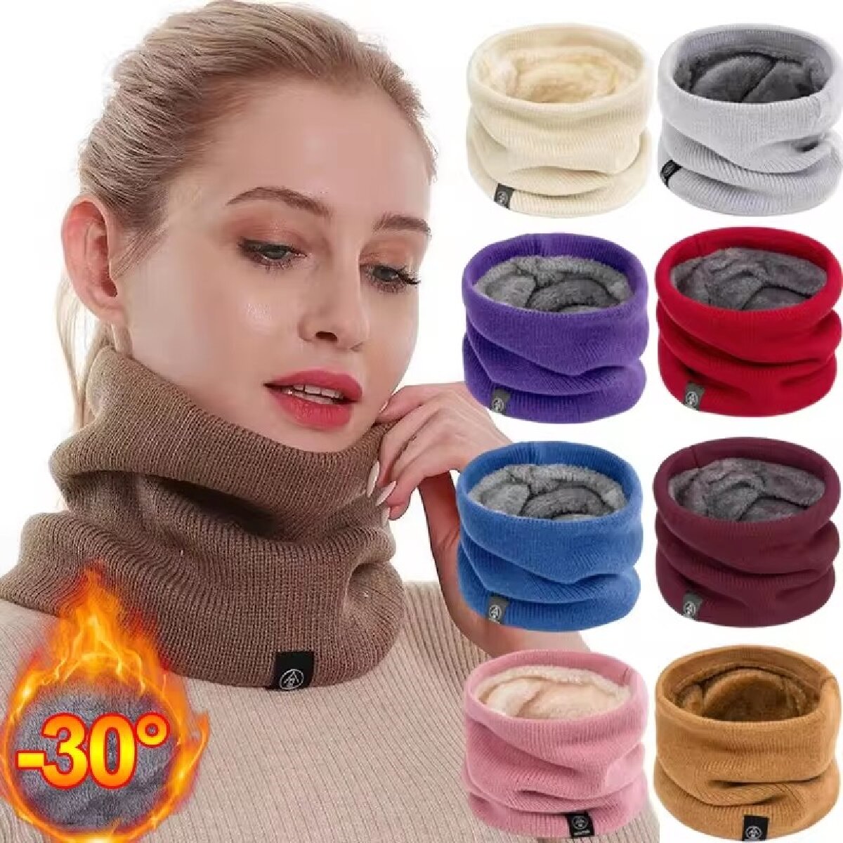 Syal wol rajut wanita, padat m - Neck Gaiter Fleece ulasan dan harga